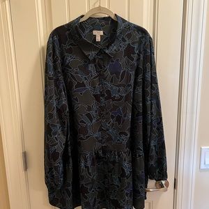 Button-down blue long sleeve shirt